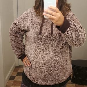 Cozy sherpa fleece pullover hooded sweatshirt